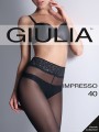 Gładkie rajstopy z wyrafinowaną koronką w talii Impresso 40 marki Giulia, czarne, rozm. M