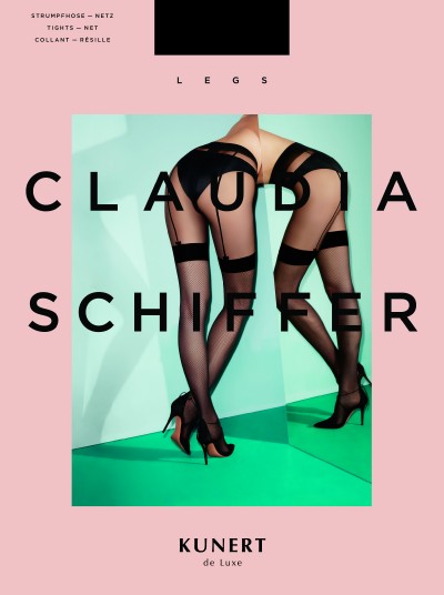 Kunert Claudia Schiffer Legs Bow - Rajstopy ze wzorem imituj&#261;cym po&#324;czochy z paskiem, czarne, rozm. S