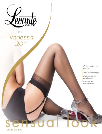 Klasyczne po&#324;czochy do paska Vanessa firmy Levante, czarne, rozm. M