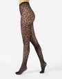 Bezszwowe rajstopy kabaretki z modnym wzorem w panterkę marki Cette, czarne, rozm. 52-54 Bezszwowe rajstopy kabaretki z modnym wzorem w panterkę marki Cette, czarne, rozm. 52-54