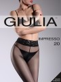 Gładkie rajstopy z wyrafinowaną koronką w talii Impresso 20 marki Giulia, cieliste, rozm. L