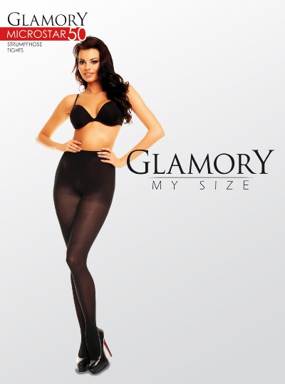 G&#322;adkie rajstopy z microfibry w du&#380;ych rozmiarach Microstar 50 DEN marki Glamory, czarne, rozm. XL