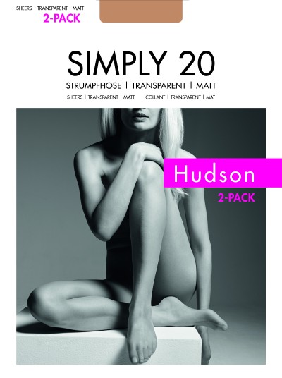 G&#322;adkie matowe rajstopy w stylu natural look Simply 20 firmy Hudson - 2-pack, flanell, rozm. L