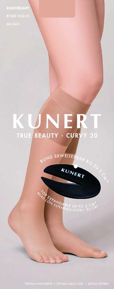 Podkolan&oacute;wki dla kobiet o pe&#322;nych kszta&#322;tach Curvy 20 True Beauty marki Kunert, czarne, rozm. 35-38