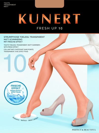 Cienkie rajstopy na lato z odkrytymi palcami Fresh Up 10 firmy Kunert, teint, rozm. XS