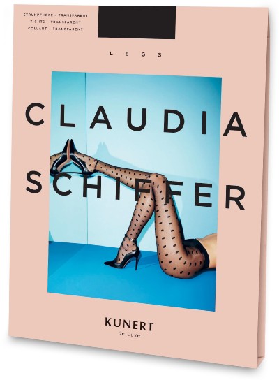 Kunert Claudia Schiffer Legs No. 1 - Rajstopy w kropki, cieliste w czarne kropki, rozm. S