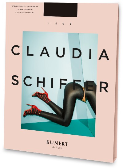 Kunert Claudia Schiffer Legs Shiny Opaque - Kryj&#261;ce, mocno b&#322;yszcz&#261;ce rajstopy, czarne, rozm. S