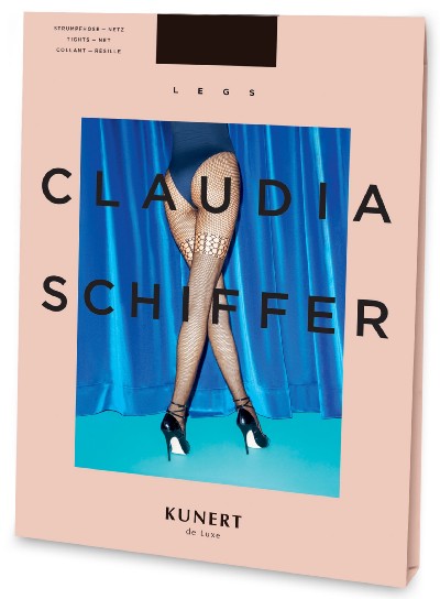Kunert Claudia Schiffer Legs Style No. 3 - Rajstopy kabaretki ze wzorem imituj&#261;cym po&#324;czochy, czarne, rozm. L