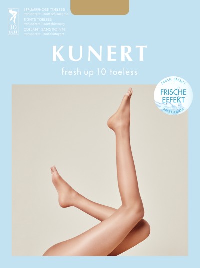 Cienkie rajstopy na lato z odkrytymi palcami Fresh Up 10 firmy Kunert, teint, rozm. XS