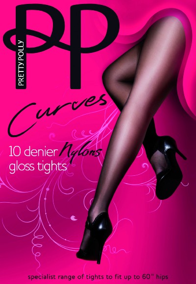 Cienkie b&#322;yszcz&#261;ce rajstopy dla kobiet o pe&#322;nych kszta&#322;tach Nylons Curves 10 denier marki Pretty Polly